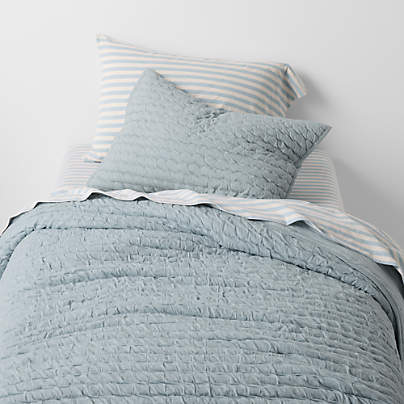 Comfy Tee Sky Blue Matelasse Organic Cotton Jersey Kids Quilt