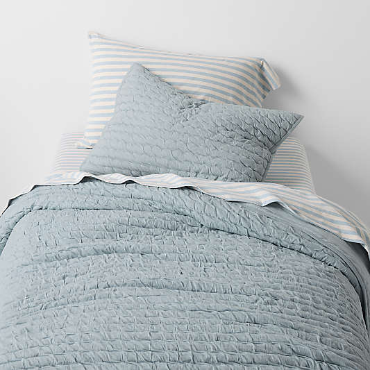 Comfy Tee Sky Blue Matelasse Organic Cotton Jersey Kids Quilt