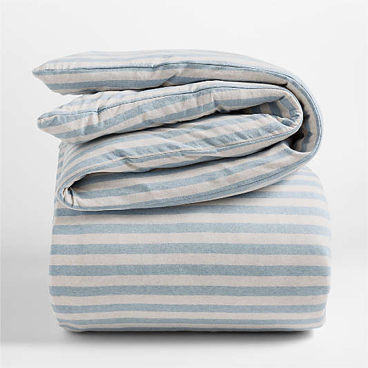 Comfy Tee Sky Blue Stripe Organic Cotton Jersey Kids Duvet Cover