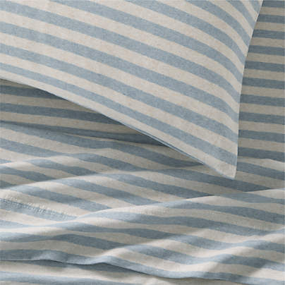 Comfy Tee Sky Blue Stripe Organic Cotton Jersey Kids Sheet Set