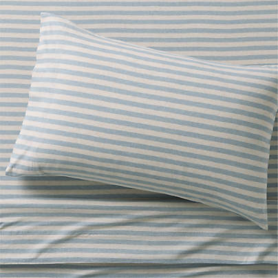 Comfy Tee Sky Blue Stripe 100% Organic Cotton Jersey Kids Twin Sheet Set