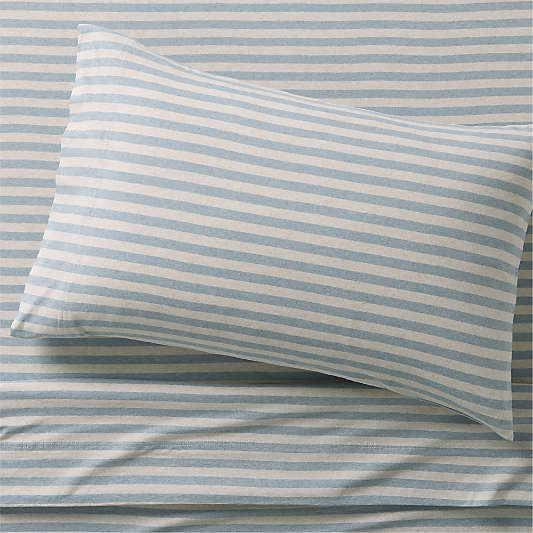 Comfy Tee Sky Blue Stripe 100% Organic Cotton Jersey Kids Twin Sheet Set