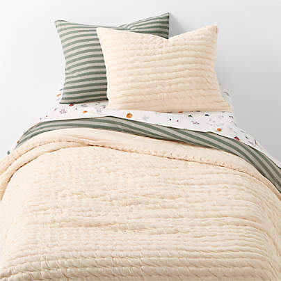 Comfy Tee Stone Tan Matelasse Organic Cotton Jersey Kids Quilt
