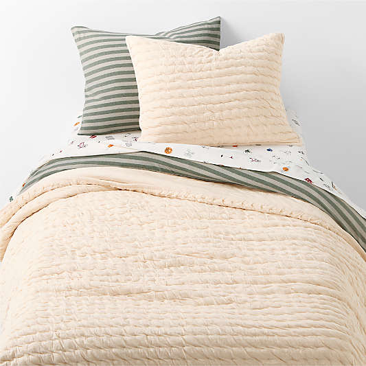Comfy Tee Stone Tan Matelasse Organic Cotton Jersey Kids Quilt