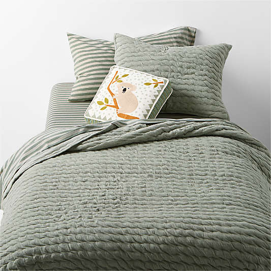 Comfy Tee Verte Green Matelasse Organic Cotton Jersey Kids Twin Quilt