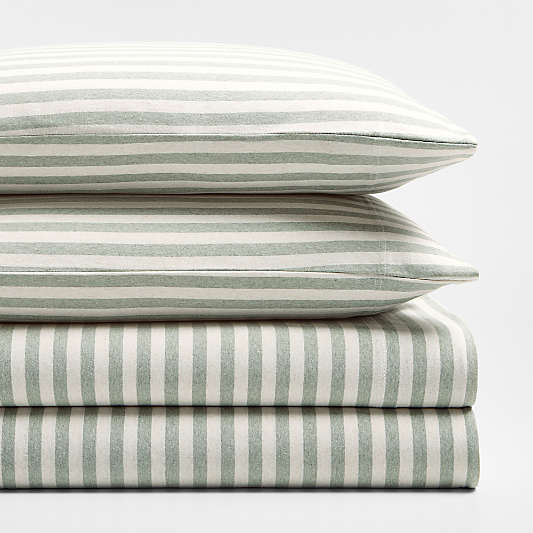 Comfy Tee Verte Green Stripe 100% Organic Cotton Jersey Kids Full Sheet Set