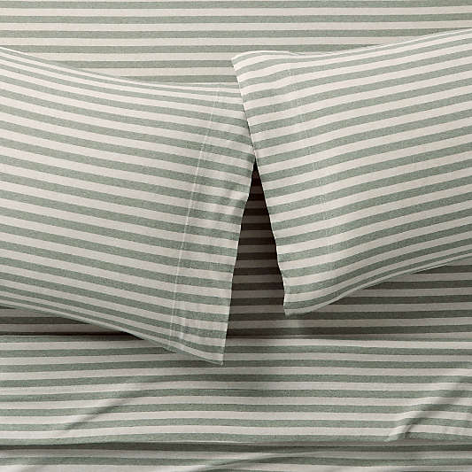 Comfy Tee Verte Green Stripe 100% Organic Cotton Jersey Kids Queen Sheet Set