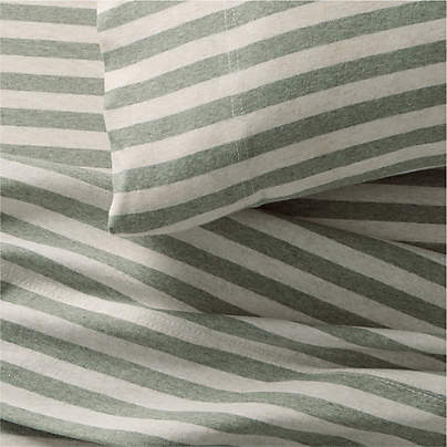 Comfy Tee Verte Green Stripe Organic Cotton Jersey Kids Sheet Set