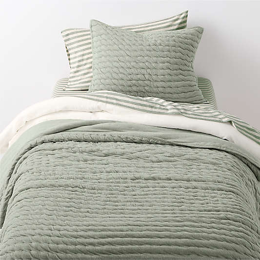 Comfy Tee Verte Green Stripe Organic Cotton Jersey Kids Sheet Set