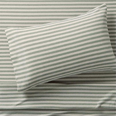 Comfy Tee Verte Green Stripe 100% Organic Cotton Jersey Kids Twin Sheet Set