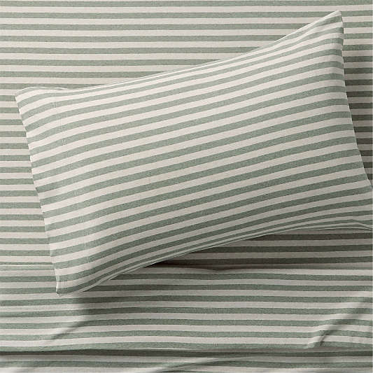 Comfy Tee Verte Green Stripe 100% Organic Cotton Jersey Kids Twin Sheet Set