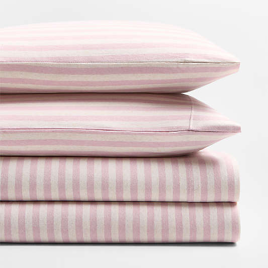 Comfy Tee Wildflower Purple Stripe 100% Organic Cotton Jersey Kids Queen Sheet Set