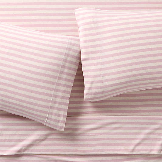 Comfy Tee Wildflower Purple Stripe 100% Organic Cotton Jersey Kids Full Sheet Set