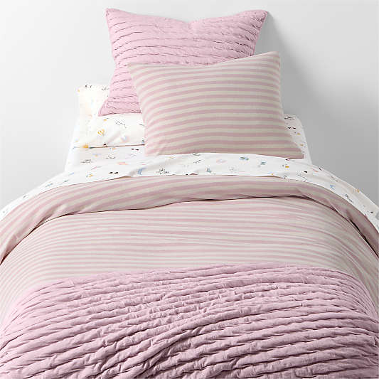 Comfy Tee Wildflower Purple Stripe Organic Cotton Jersey Kids Twin Duvet Cover