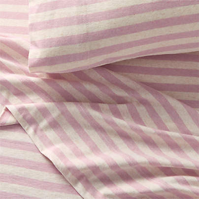 Comfy Tee Wildflower Purple Stripe Organic Jersey Kids Sheet Set