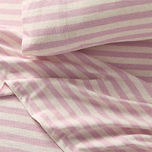 Comfy Tee Wildflower Purple Stripe 100% Organic Cotton Jersey Kids Full Sheet Set