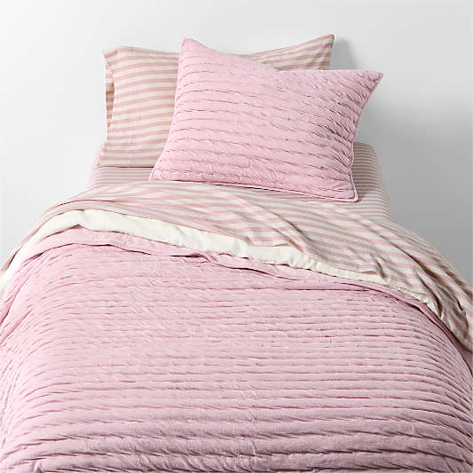 Comfy Tee Wildflower Purple Stripe 100% Organic Cotton Jersey Kids Full Sheet Set