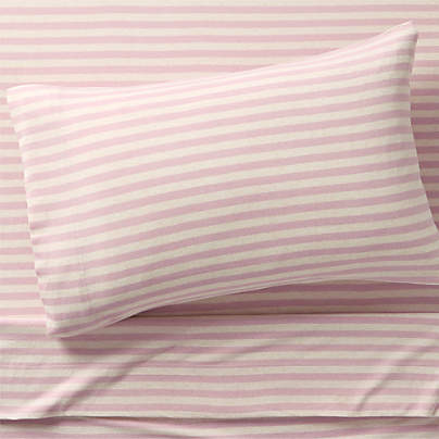 Comfy Tee Wildflower Purple Stripe 100% Organic Cotton Jersey Kids Twin Sheet Set