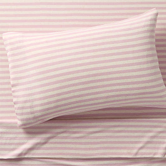 Comfy Tee Wildflower Purple Stripe 100% Organic Cotton Jersey Kids Twin Sheet Set