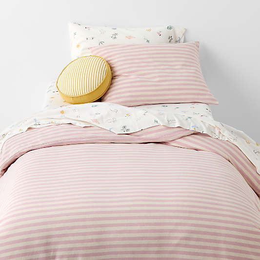 Comfy Tee Wildflower Purple Stripe Organic Cotton Jersey Kids Duvet Cover