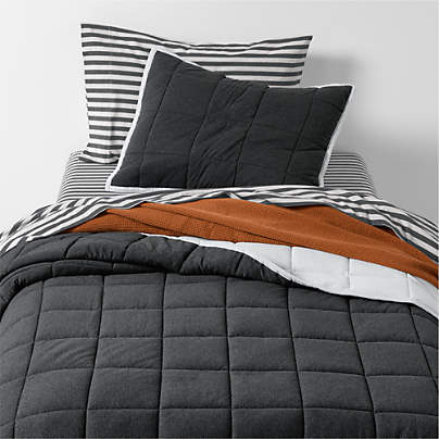 Comfy Tee Charcoal Reversible Jersey Kids Twin Quilt