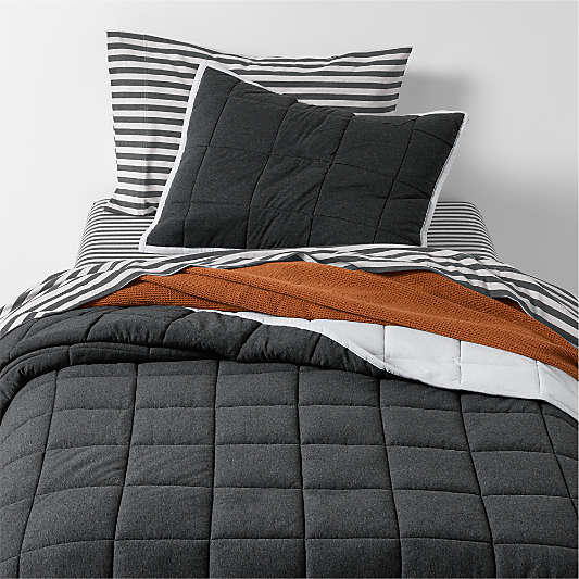 Comfy Tee Charcoal Reversible Jersey Kids Twin Quilt