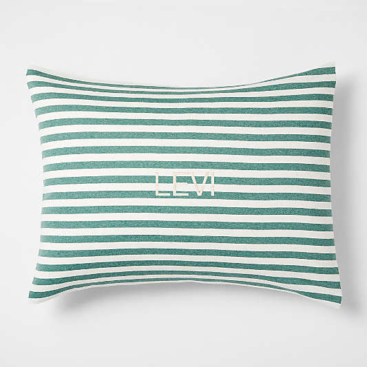 Comfy Tee Green Stripe Organic Cotton Jersey Kids Pillow Sham