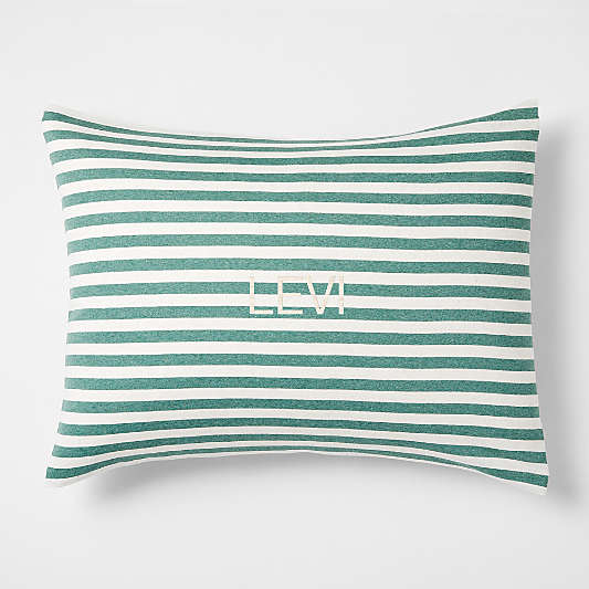 Comfy Tee Pine Green Stripe Organic Cotton Jersey Kids Pillow Sham