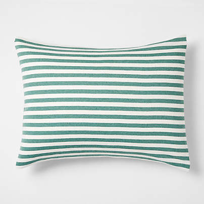 Comfy Tee Green Stripe Organic Cotton Jersey Kids Pillow Sham