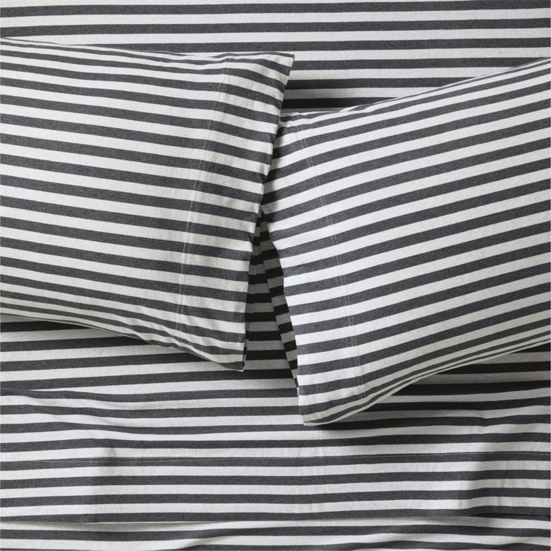 Comfy Tee Charcoal Stripe Organic Cotton Jersey Kids Full Sheet Set - image 0 of 3