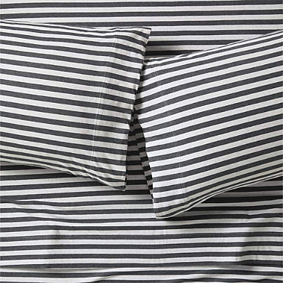 Comfy Tee Charcoal Stripe Organic Cotton Jersey Kids Full Sheet Set