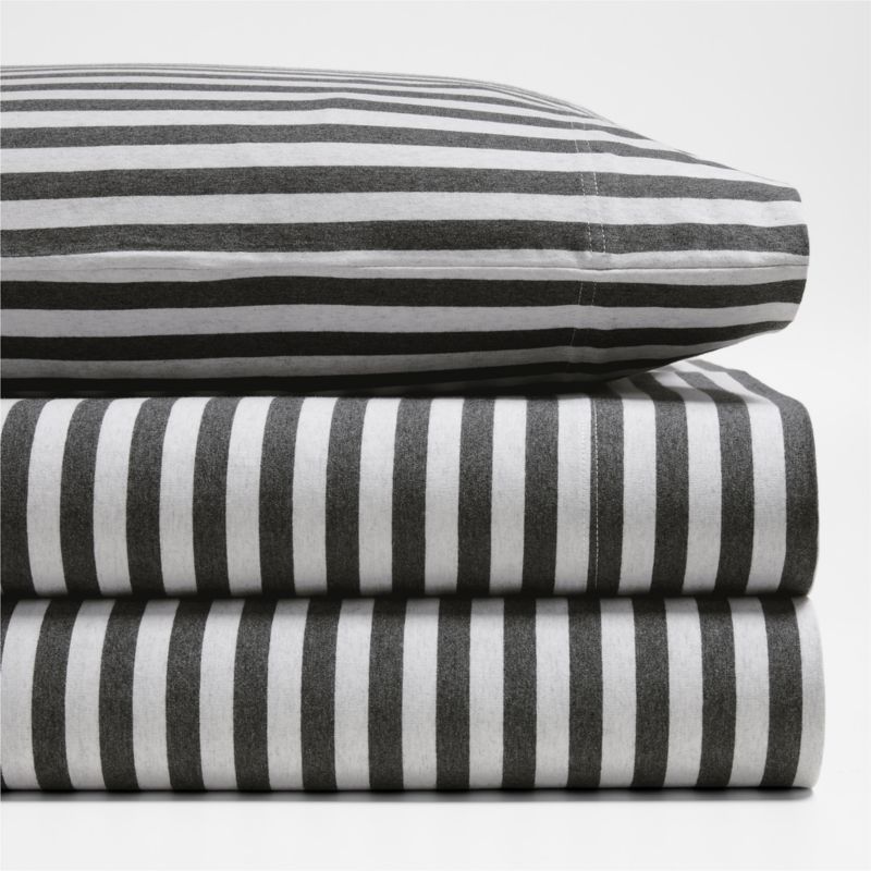 Comfy Tee Charcoal Stripe Organic Cotton Jersey Kids Full Sheet Set - image 2 of 3