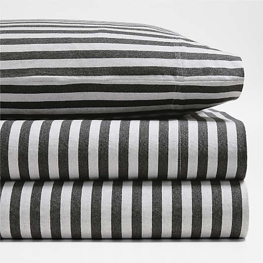 Comfy Tee Charcoal Stripe Organic Cotton Jersey Kids Sheet Set