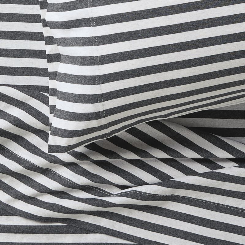 Comfy Tee Charcoal Stripe Organic Cotton Jersey Kids Full Sheet Set - image 1 of 3