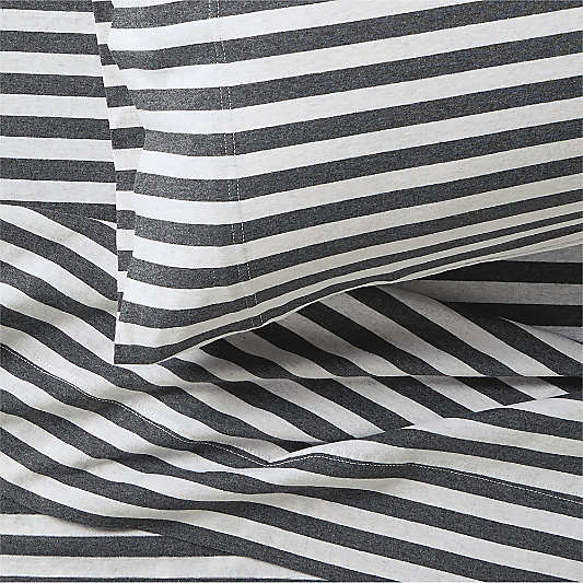 Comfy Tee Charcoal Stripe Organic Cotton Jersey Kids Twin Sheet Set