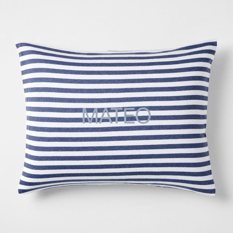 Comfy Tee Navy Blue Stripe Organic Cotton Jersey Kids Pillow Sham