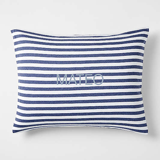 Comfy Tee Navy Blue Stripe Organic Cotton Jersey Kids Pillow Sham