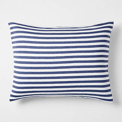 Comfy Tee Navy Blue Stripe Organic Cotton Jersey Kids Pillow Sham