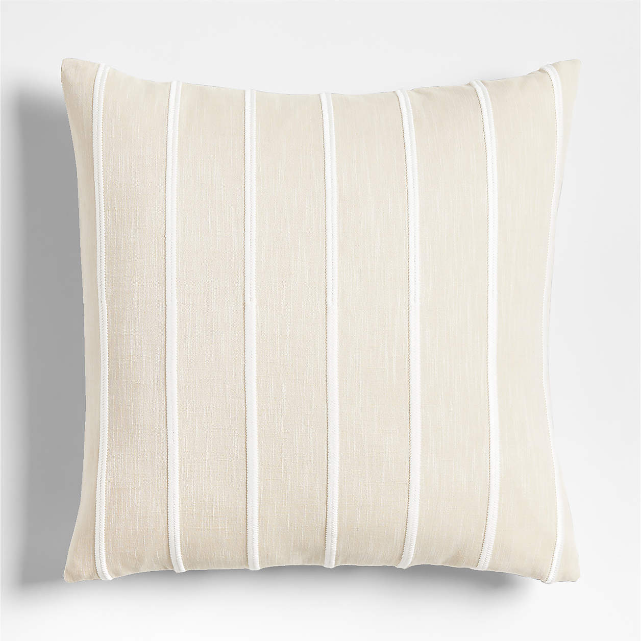 Como Cotton Embroidered Thin Stripe 23"x23" Arctic Ivory Throw Pillow