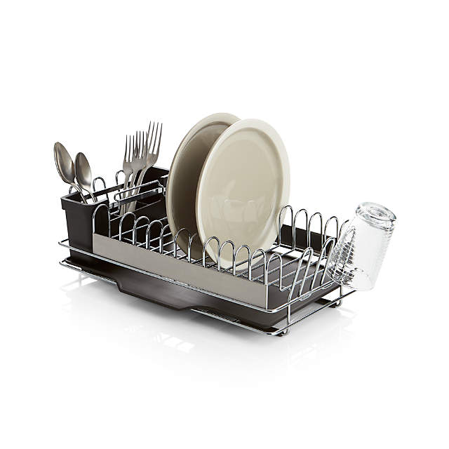 Steel Compact Modern Dish Drying Rack with Removable Cutlery Tray