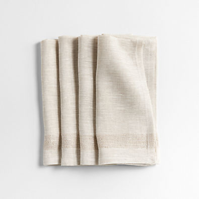 View Torino Dark Natural EUROPEAN FLAX ™-Certified Linen Napkins, Set of 4 details