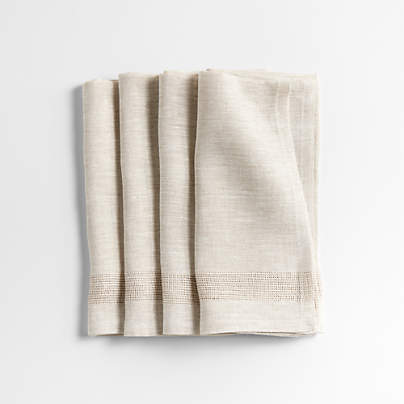 Conrad Dark Natural EUROPEAN FLAX ™-Certified Linen Napkins, Set of 4