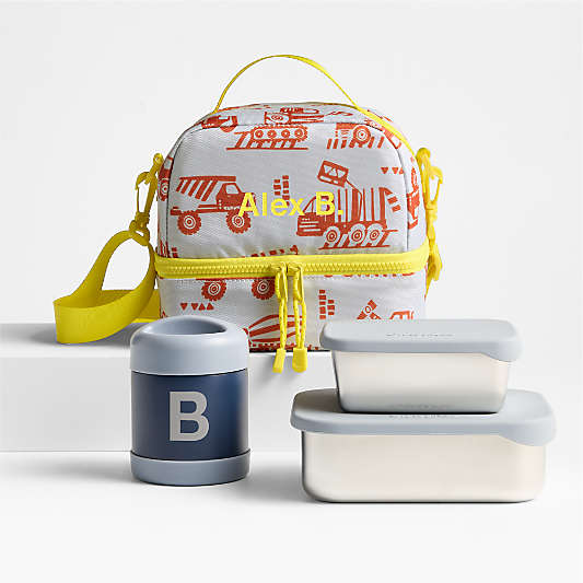 Construction Trucks Kids Lunch Box Bundle
