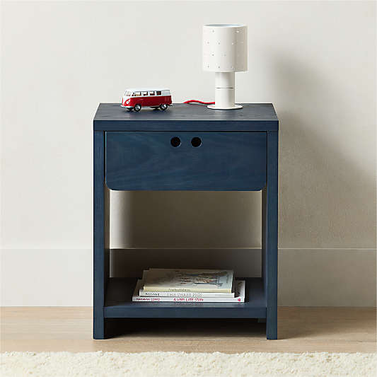 Converse Vent Dyed Navy Blue Wood Kids Nightstand with Drawer