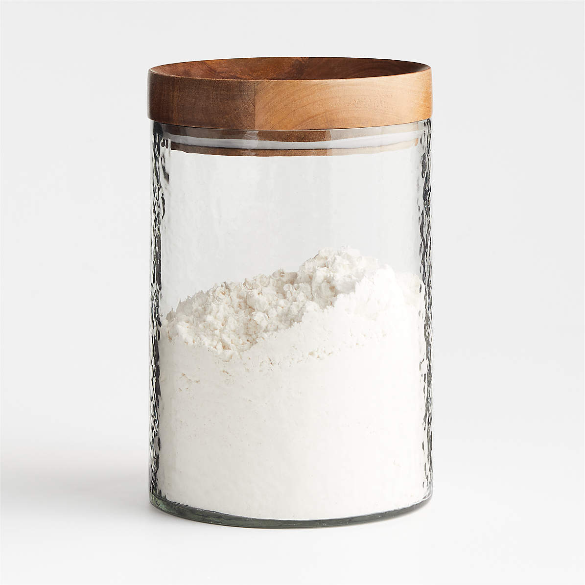 Glass canister deals with wood lid