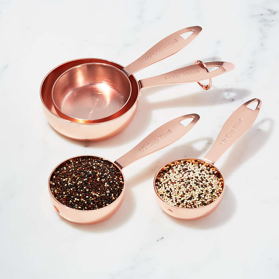 All-Clad Odd-Sized Measuring Cups & Spoons  Measuring ingredients, Nesting measuring  cups, Copper measuring cups