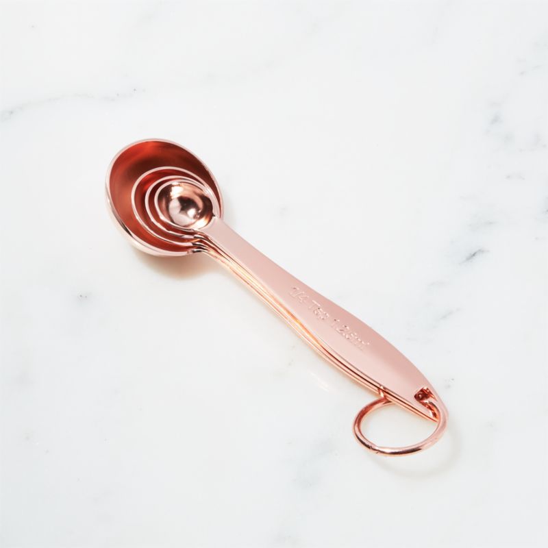 Measuring Spoons, Copper Measuring Spoons Set, Stainless Steel Copper  Plated 9 Piece Set of 7 Copper kitchen Measuring Spoons,1Leveler and  1Rings