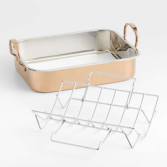 16" Copper-Plated Roasting Pan with Rack
