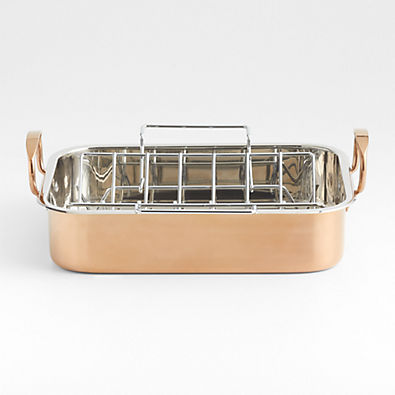 View 16" Copper-Plated Roasting Pan with Rack details