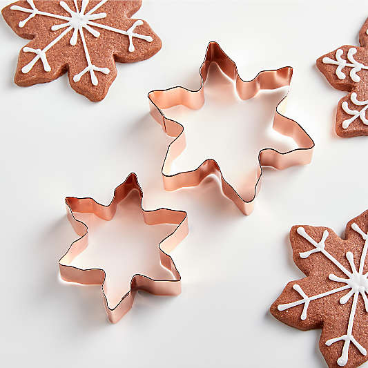 Copper Snowflake Cookie Cutters, Set of 2